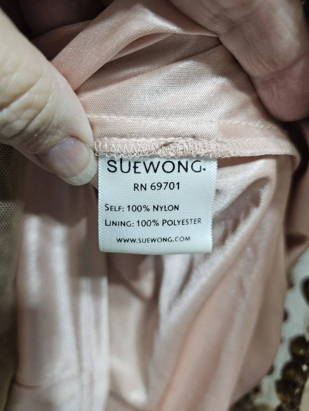 Sue Wong Nocturne Champagne Embroidered Beaded Drop Waist Dress Size 4 Lined. - Picture 9 of 13